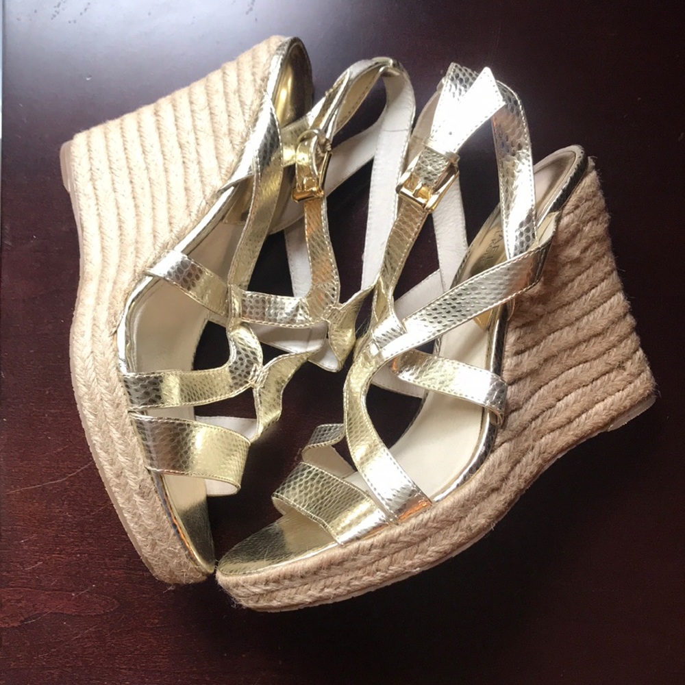 Worn Once- metallic Michael Kors wedges